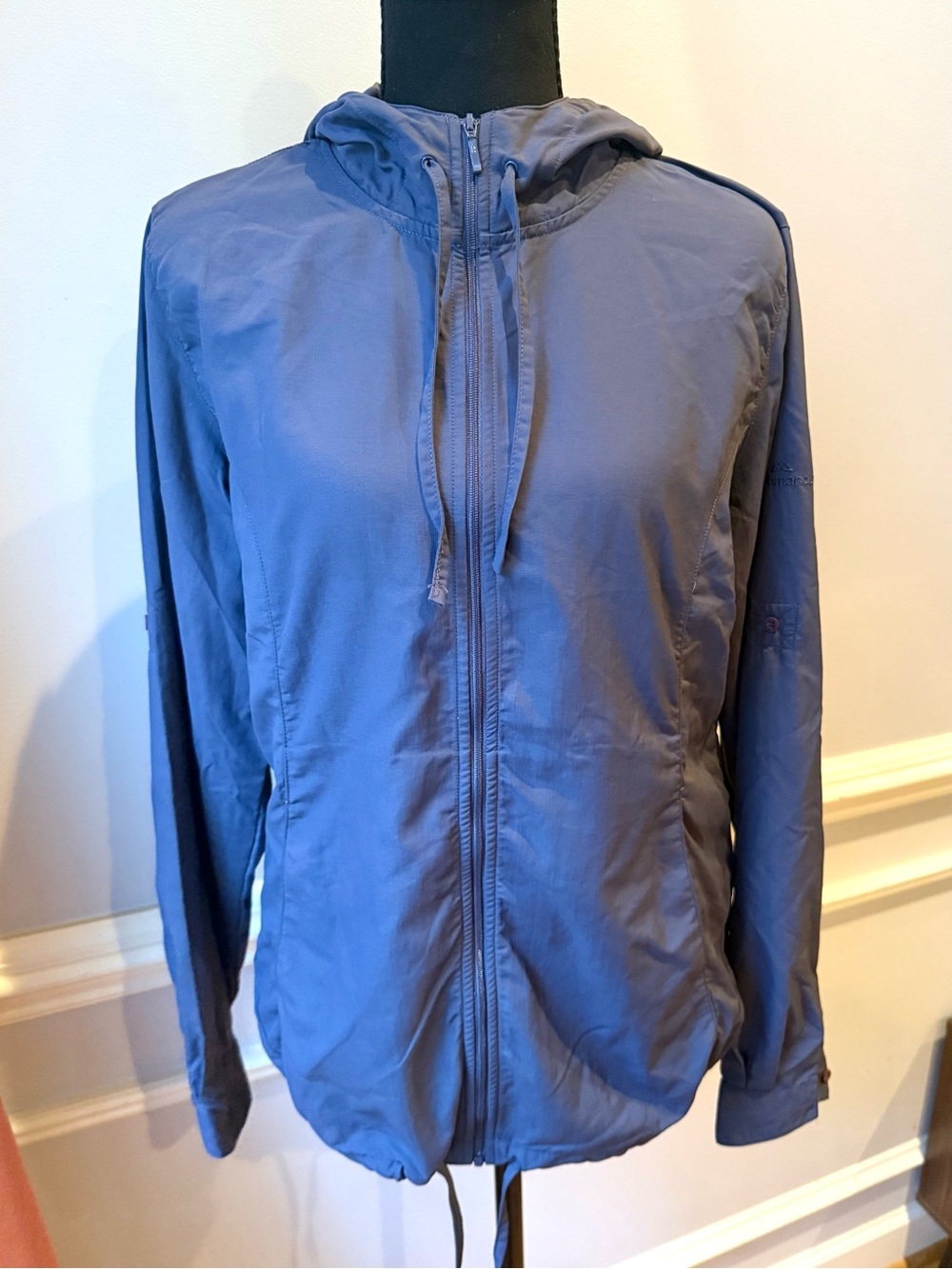 Kathmandu Womens 12 QuickDRY Packable Hooded Windbreaker Jacket Blue Nylon